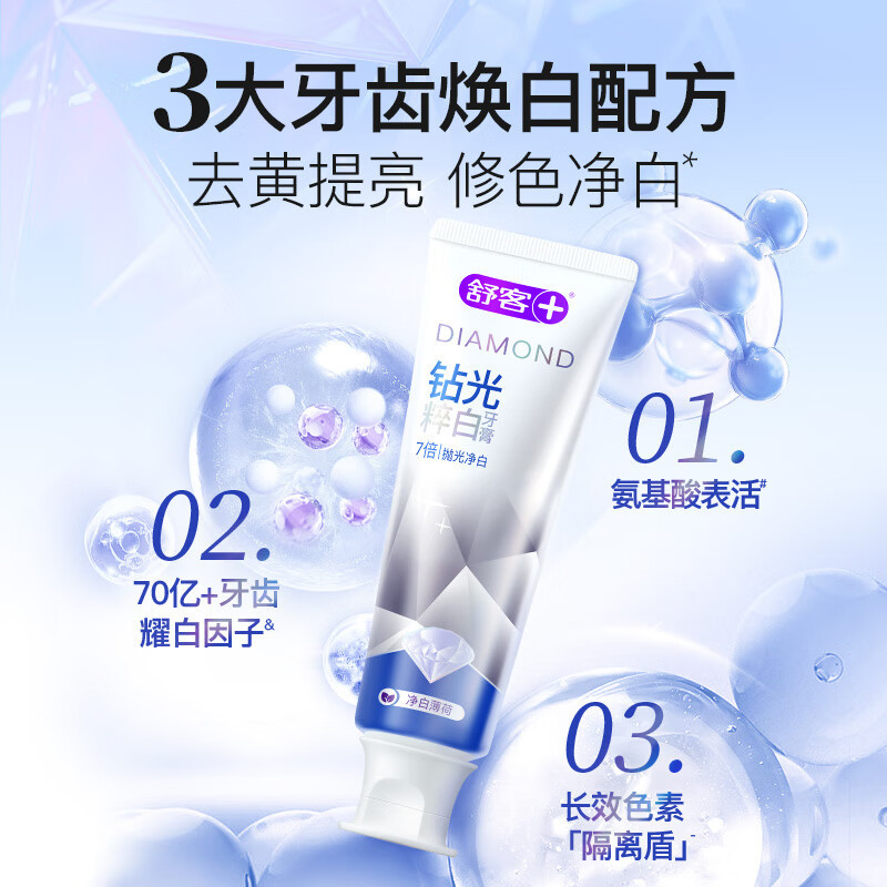 舒客钻光粹白牙膏美白牙齿清新口气净白薄荷香型120g*2高清大图
