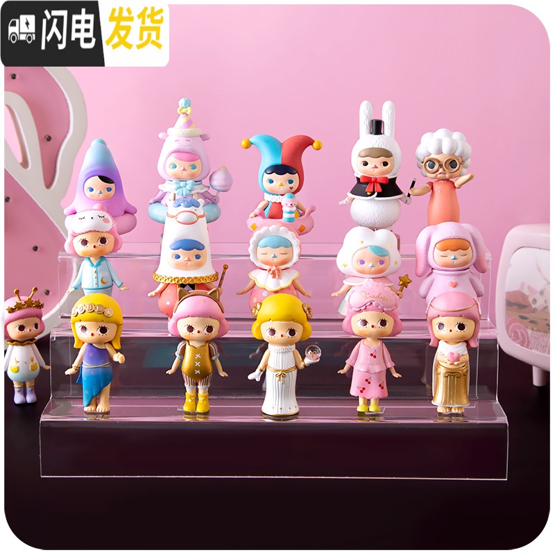三维工匠亚克力收纳盒桌面学生ins透明防尘展示盒少女心置物架盲盒柜手办高清大图