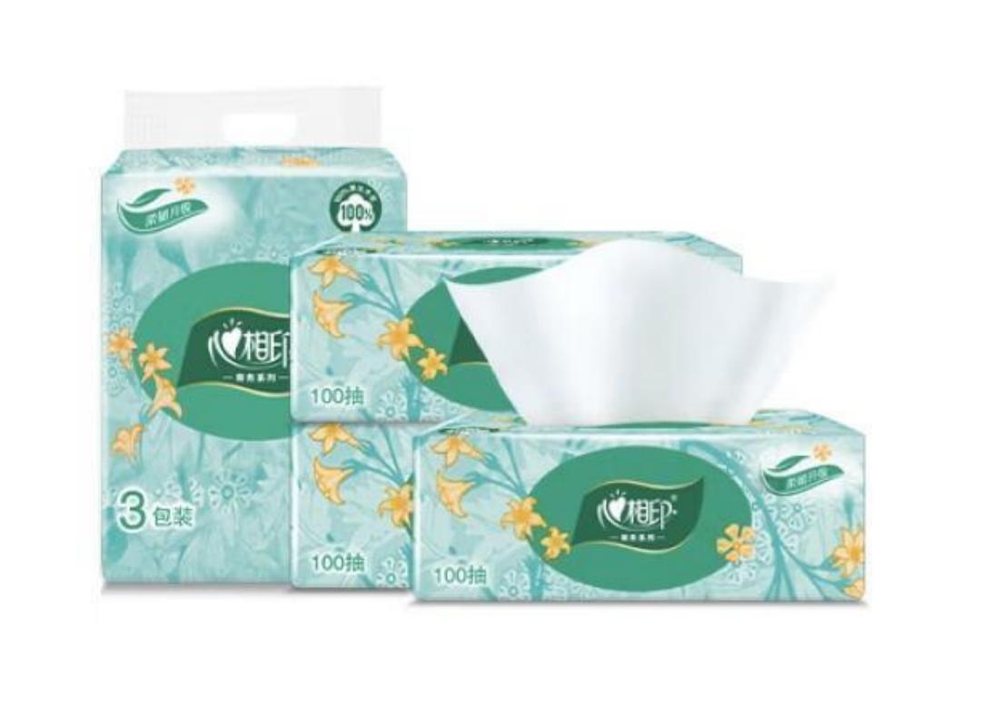 心相印抽纸繁花系列餐巾纸可湿水纸3层 100抽*3包*2提装