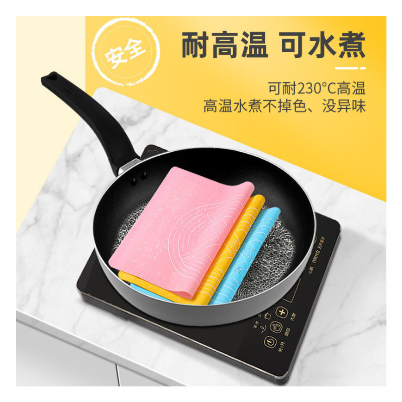 硅胶揉面垫加厚大号家用防滑不沾和面板案板垫揉面垫子烘培|绿色[厚2MM] 中号加厚50*40[送切面刀擀面杖]
