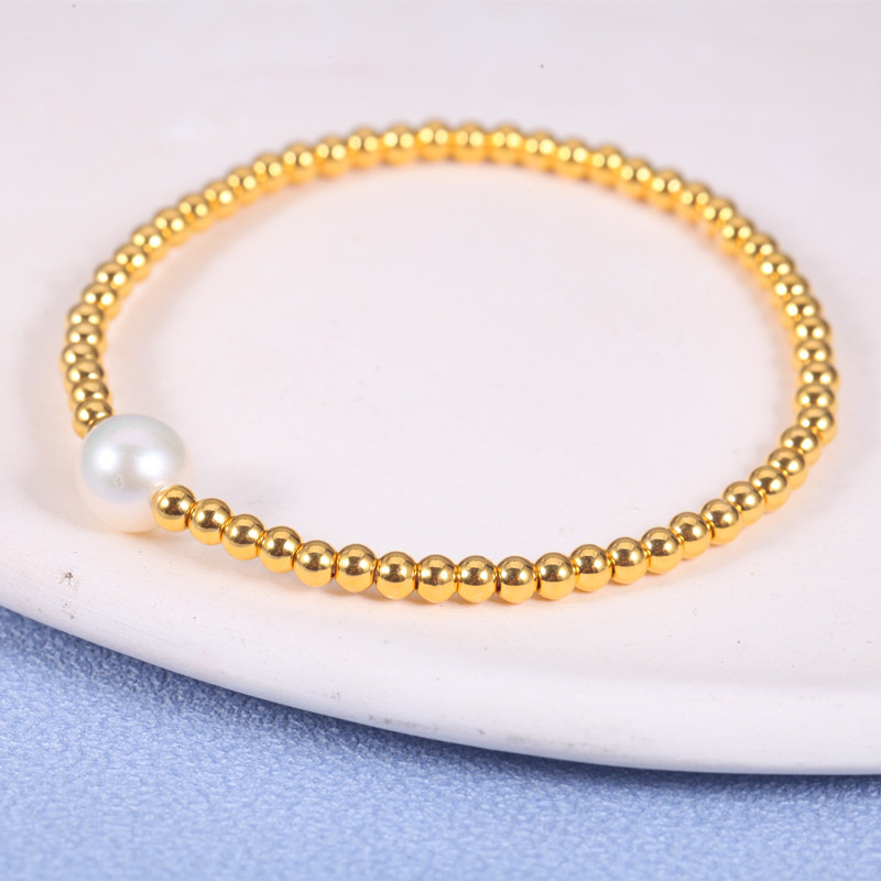 新金珠宝黄金小金珠手串闪耀珍珠灿若星河手链足金珠串七夕礼物1042