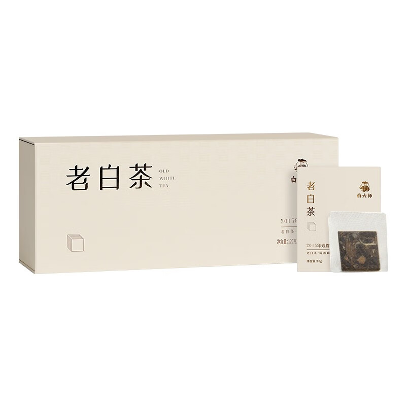 白大师 寿眉小方片福鼎老白茶 闷泡杯补充礼盒装 120g