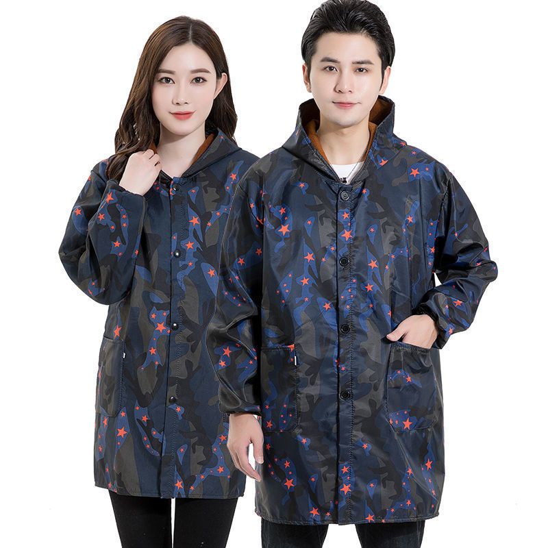 拉链黑色薄款2xl90135斤秋冬男女加绒成人罩衣女防水防油加厚秋冬工作