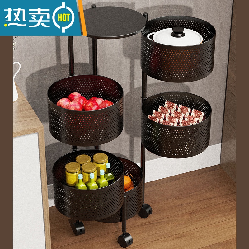 敬平零食置物架子收纳客厅卧室网红可旋转家用落地式多层放水架果置子高清大图