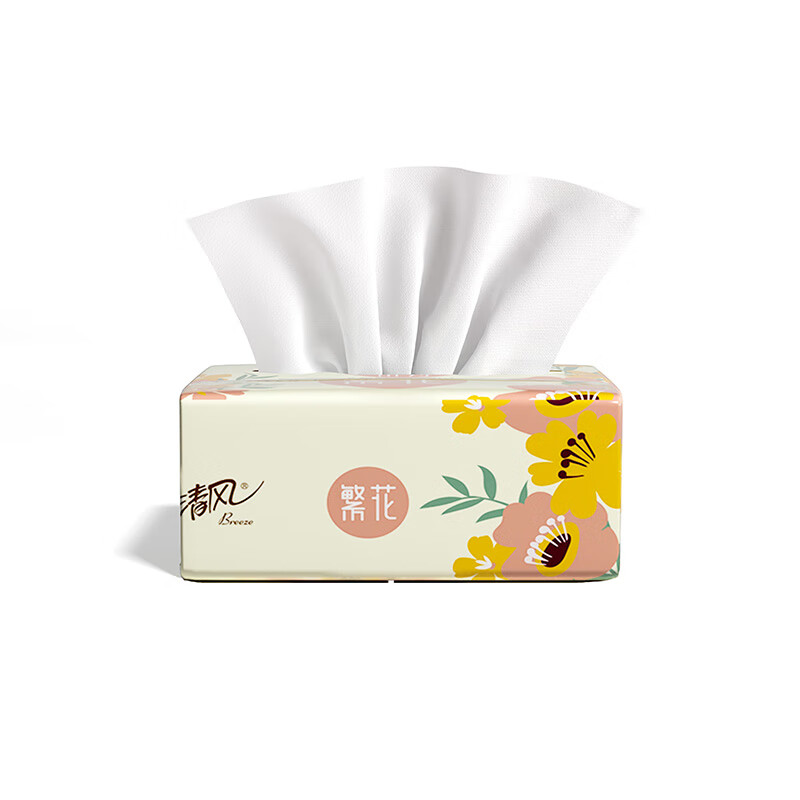 清风繁花系列AR62TMS3 3层100抽6连包软抽纸高清大图