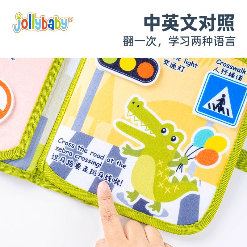 jollybaby撕撕书早教撕不烂可啃咬魔术贴安静书0-1岁婴儿玩具1663高清大图