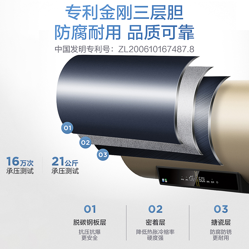 Haier/海尔电热水器60升EC6001-PA3(U1) 2000W速热 手机APP智控 抑垢净水洗 一级能效全国联保