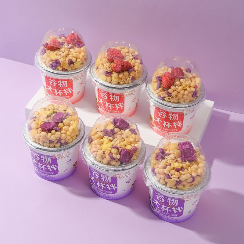美粥食客 嚼着吃的酸奶大杯装燕麦酸奶 酸奶坚果酸奶杯*6杯高清大图