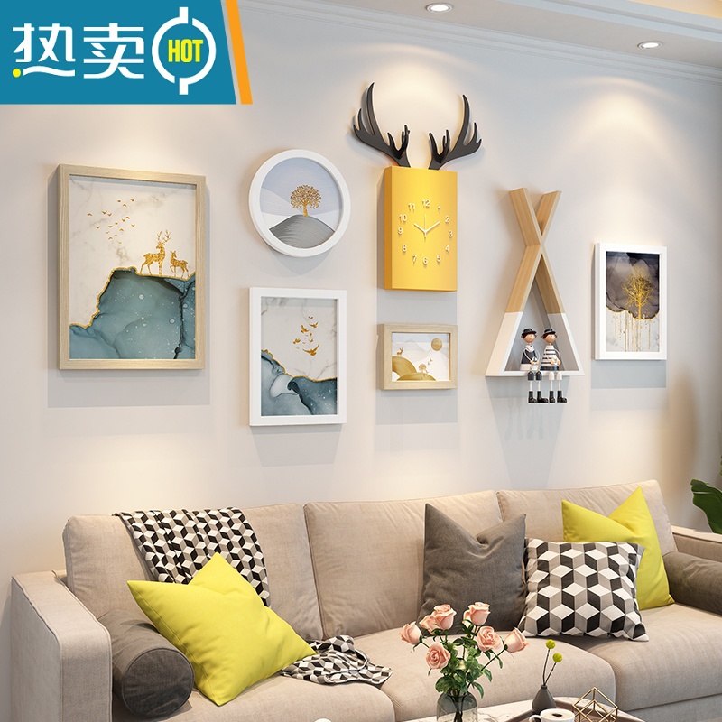 敬平北欧客厅装饰画沙发背景墙画餐厅墙面墙壁画家居卧室房间床头挂画装饰画高清大图