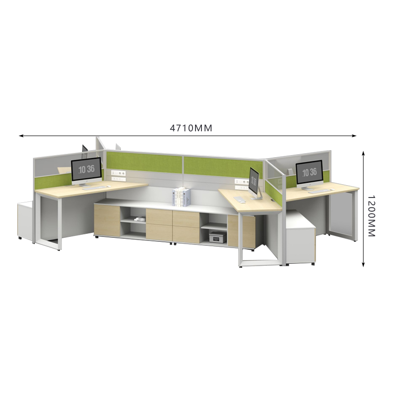 臻远ZYGW-136屏风工作卡位职员桌办公桌 异型六人位高清大图