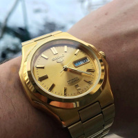 精工 SEIKO 5号手表 金色防水夜光自动机械表男 时尚大气 商务休闲 运动防水男士腕表
