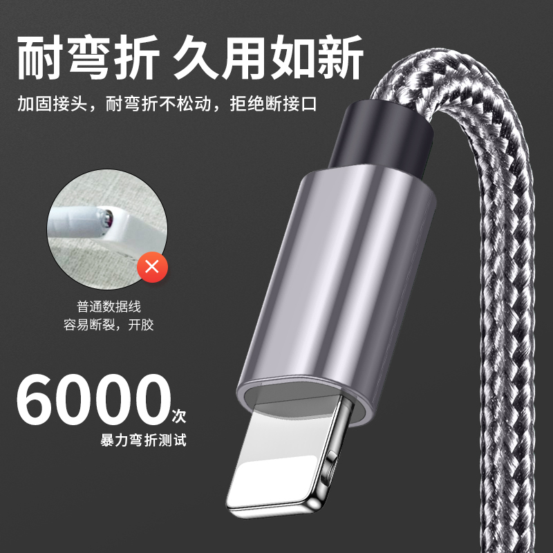 塔菲克(TAFIQ)数据线三合一快充二合一充电器适用苹果华为安卓一拖二编织数据线1m/土豪金[苹果/type-c]一条装
