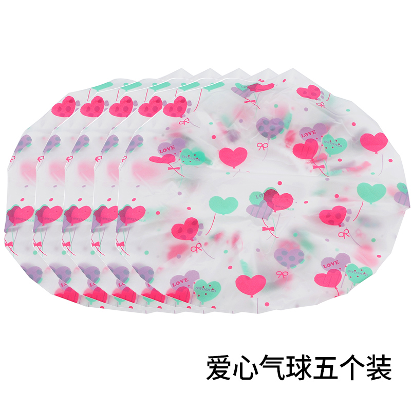 5个装防水浴帽成人沐浴帽女款洗澡头套 厨房用品炒菜防油烟帽子包 三维工匠 爱心气球五个装高清大图