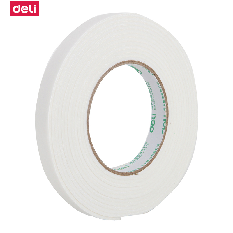 得力(deli)30411海绵胶18mm*5Y泡沫泡棉双面胶带纸好友佳办公用品文具 12卷