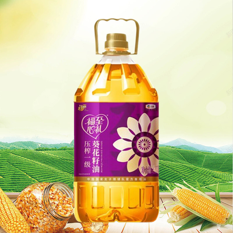 福临门葵花籽油含维生素E甄选葵花籽福至心礼压榨一级4L高清大图