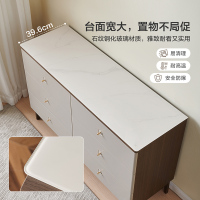 全友家居新中式卧室家具钢化玻璃台面橡胶木实木脚斗柜玄关门厅收纳储物柜