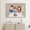A款 40*60黑色PS框+油画布 现代简约餐厅装饰画饭厅挂画治愈系客厅沙发背景墙卡通壁画一家人