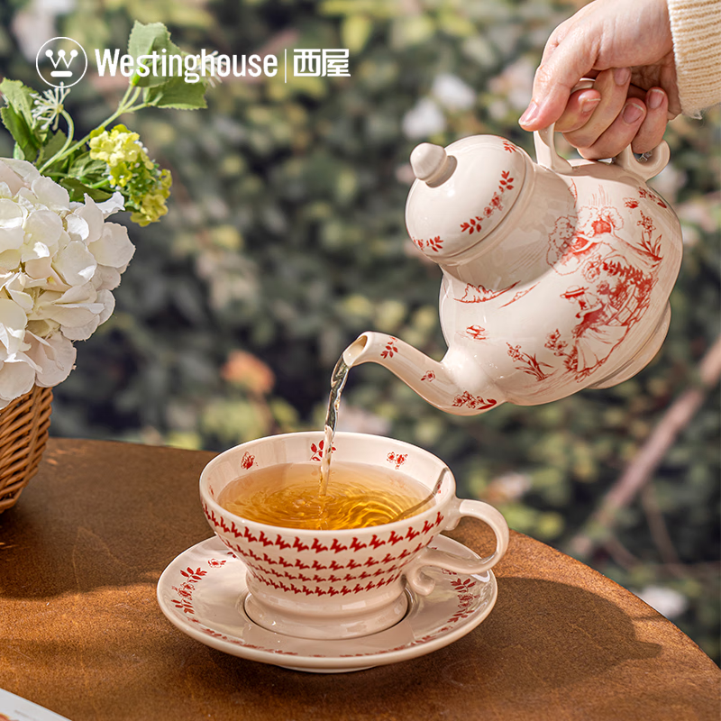 西屋(WESTINGHOUSE)茶壶茶杯套装家用创意个性复古茶具套装摆件花园系列子母壶3件套 WTT03高清大图
