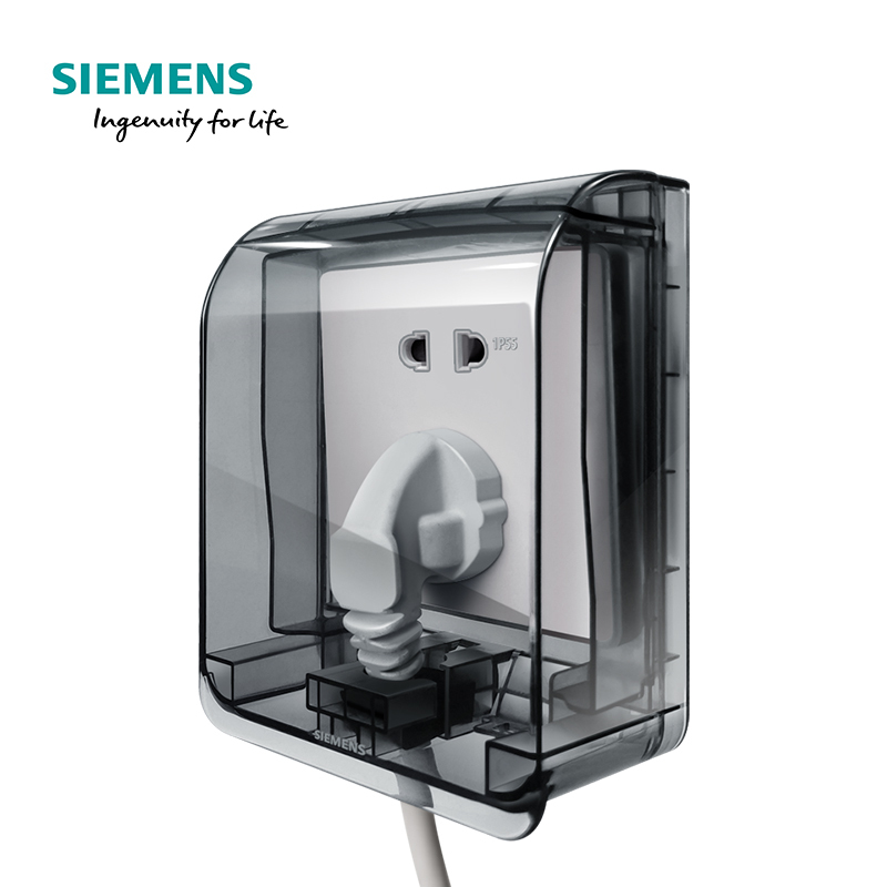 西门子(SIEMENS)睿越透明灰IP55等级防溅盒 (可90°悬停)透明防水盒 普通插座防水盒防溅盒86型