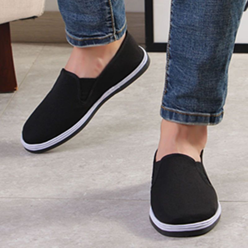 牛筋底老北京黑布鞋男女防滑橡胶底一脚蹬黑布鞋黑布鞋3737