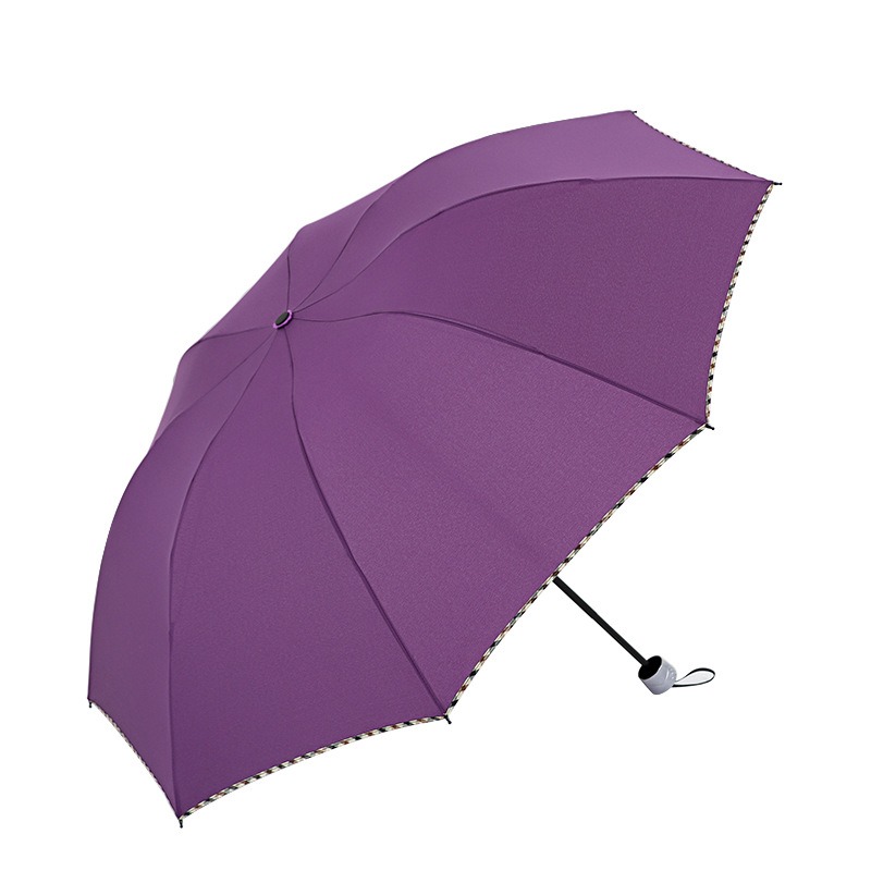 米奇喵雨伞三折叠双人10骨男女黑胶晴雨两用商务61*8k紫