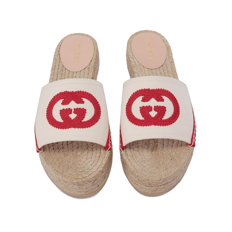 古驰gucci女士厚底草编拖鞋凉拖725832kifd0