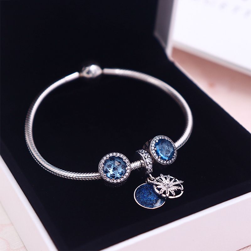 pandora潘多拉手链女925银蓝眼雪花时尚饰品520送女友生日佳选