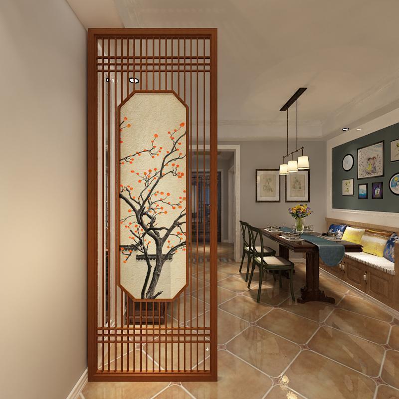 bonjean新中式屏风隔断墙客厅入户玄关山水花鸟遮挡家用酒店实木定制
