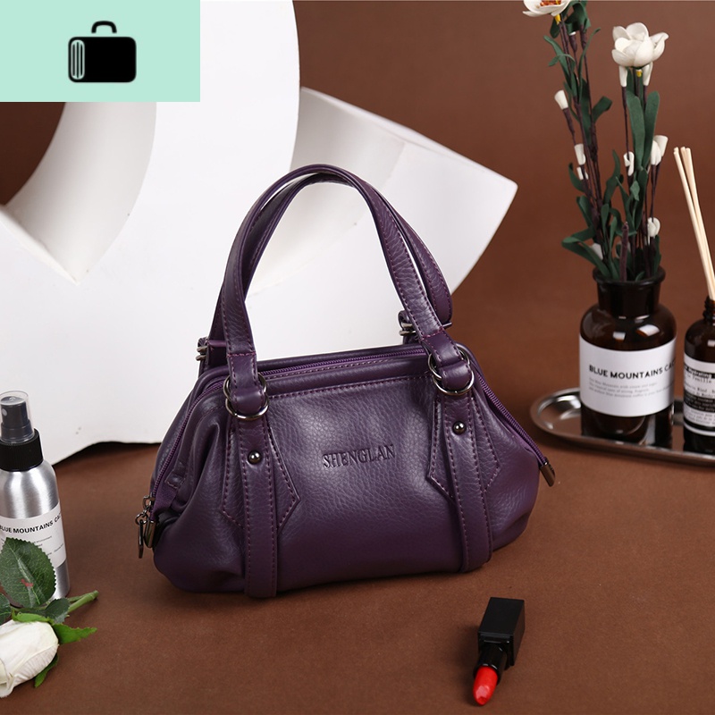 中老年女士小手提包2019新款韩版百搭妈妈款零钱手机休闲小手拎包NEW LAKE女士钱包/卡包 紫色