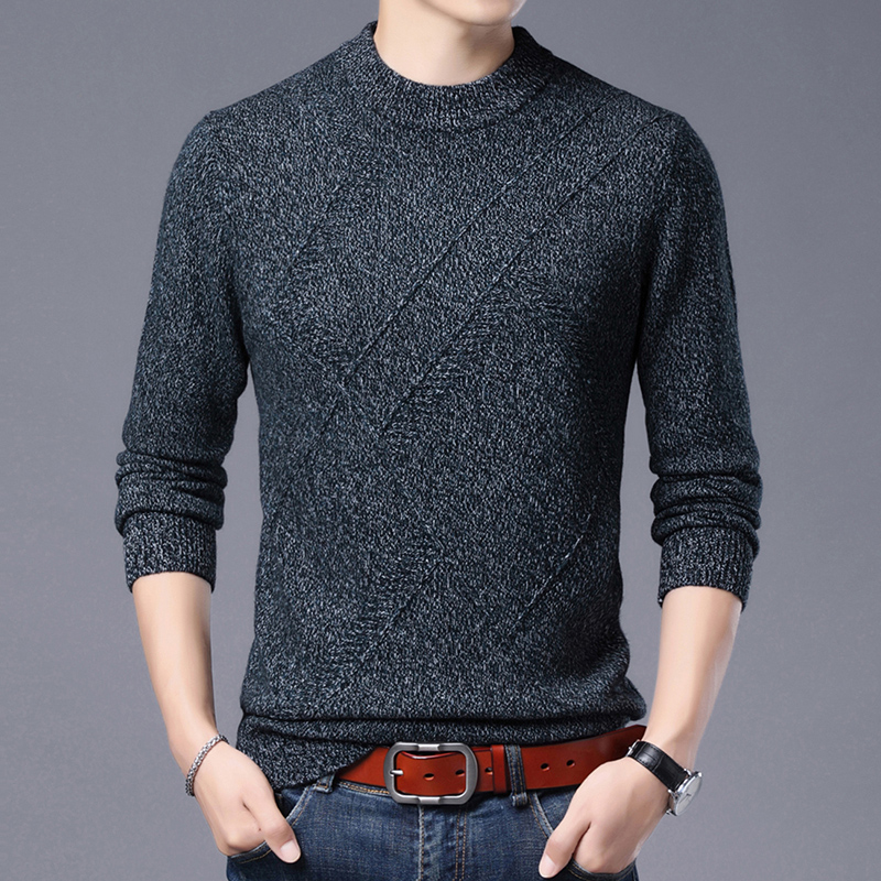 高端羊绒 冬季加厚100%纯山羊绒衫男圆领中年爸爸装男士毛衣保暖内搭