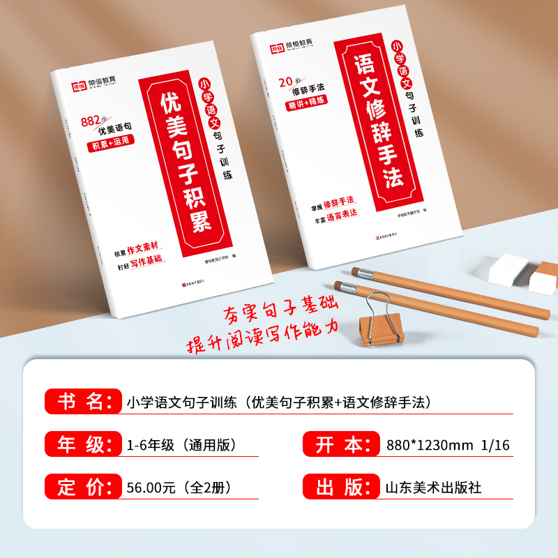 [全9册]句子训练3册+小学语文字词成语大全 小学通用 [正版]小学语文优美句子积累大全修辞手法打卡计划手册句式训练强化