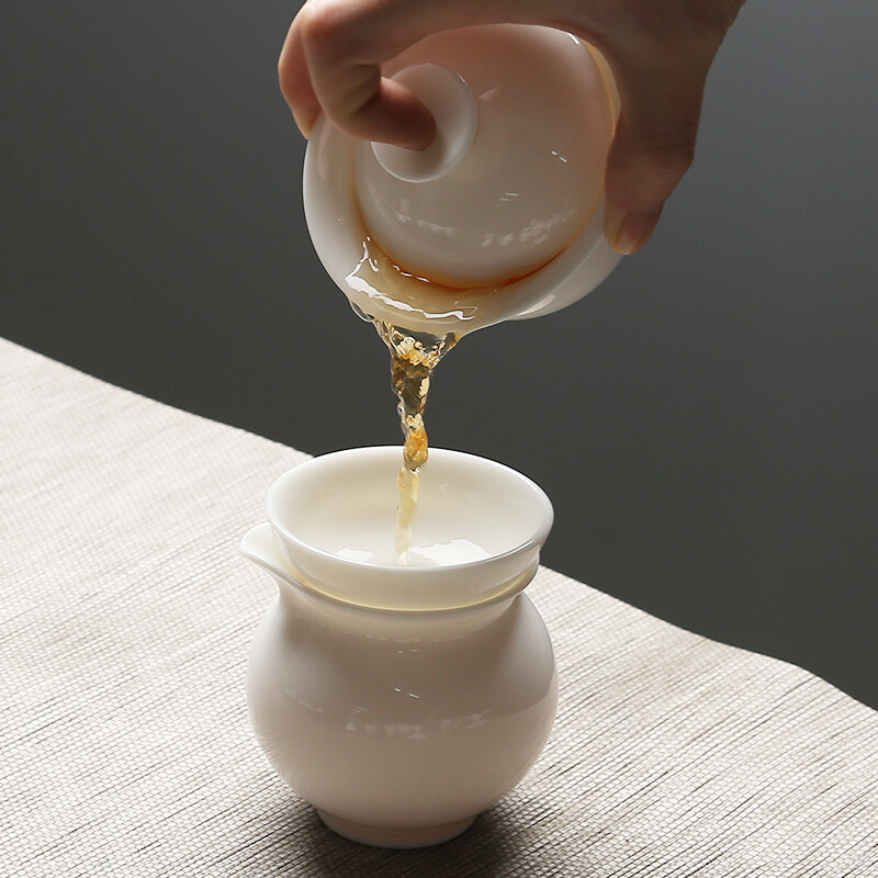 苏氏陶瓷(SUSHI CERAMICS) J0022 白瓷茶具套装(茶杯茶漏盖碗) 十一件套 (单位:套) 新旧包装随机高清大图