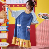 南极人女士睡衣裙夏季薄款纯棉裸感睡裙子长款宽松大码外出夏天_796 180/XXXL【160-180斤】 LM1864-纯棉