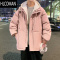 HLCOMAN胖胖哥假连帽棉衣男士冬季潮牌美式复古宽松棉服大码羽绒棉袄