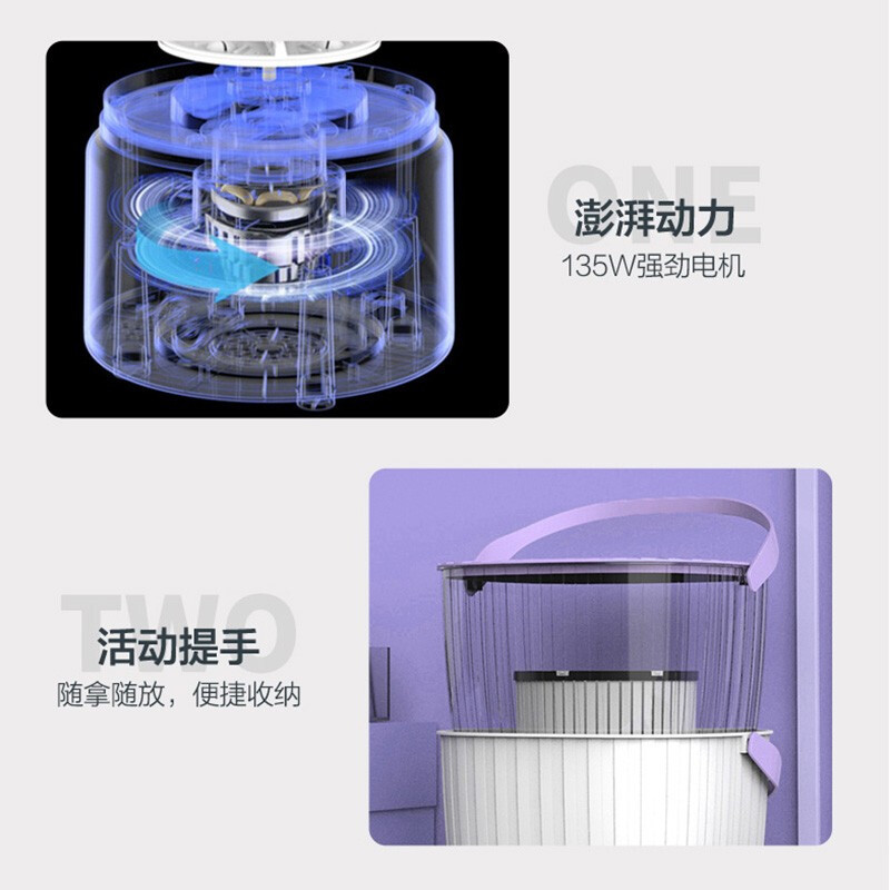 美的(Midea)便携式洗袜子内衣裤机迷你小型半自动家用婴儿童分桶洗衣机(一机三桶) MFB20-03P