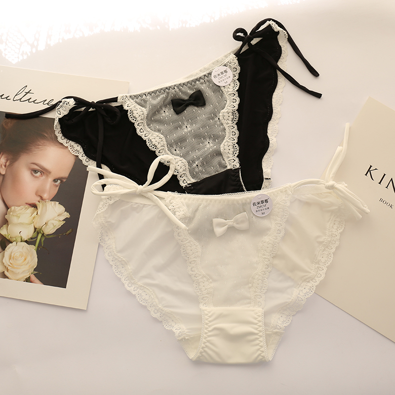 yunwuxin性感系带内裤女可解开透明蕾丝网纱透视诱惑系绳少女生骚绑带