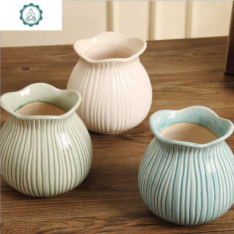 美式乡村轻奢陶瓷花瓶客厅工艺品摆件新房餐厅电视柜装饰插花花器 封后 蓝色可水培