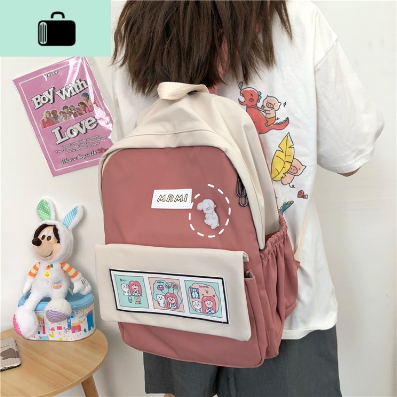 茶话会ins学院风学生双肩包女ulzzang古着感软妹少女书包旅行背包NEWLAKE高清大图