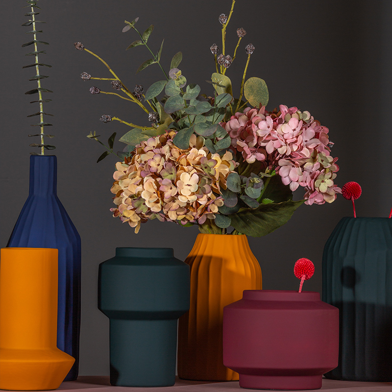 家居创意莫兰迪陶瓷北欧花瓶摆件客厅装饰插花花器电视柜摆设三维工匠