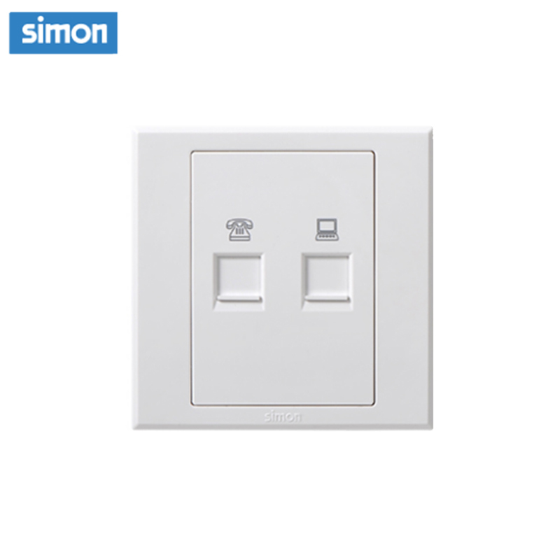 西蒙(simon) E3 插座开关插板86型开关插座面板 电脑加电话插座