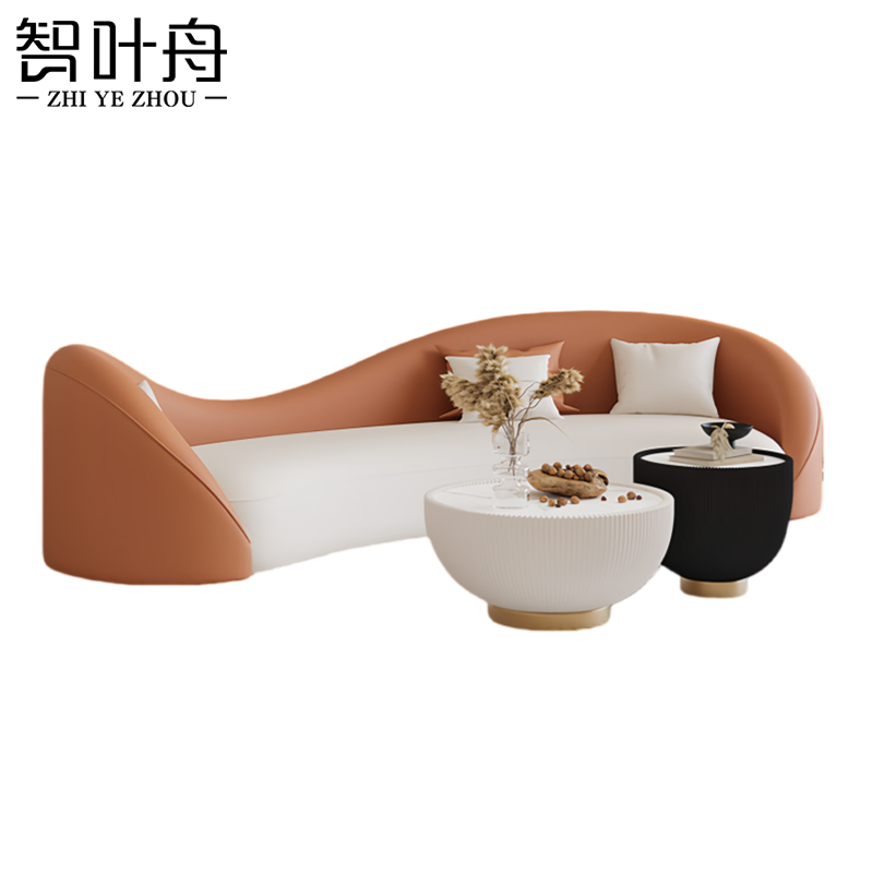 智叶舟接待沙发组合210*85*75cm(3+茶几)套高清大图