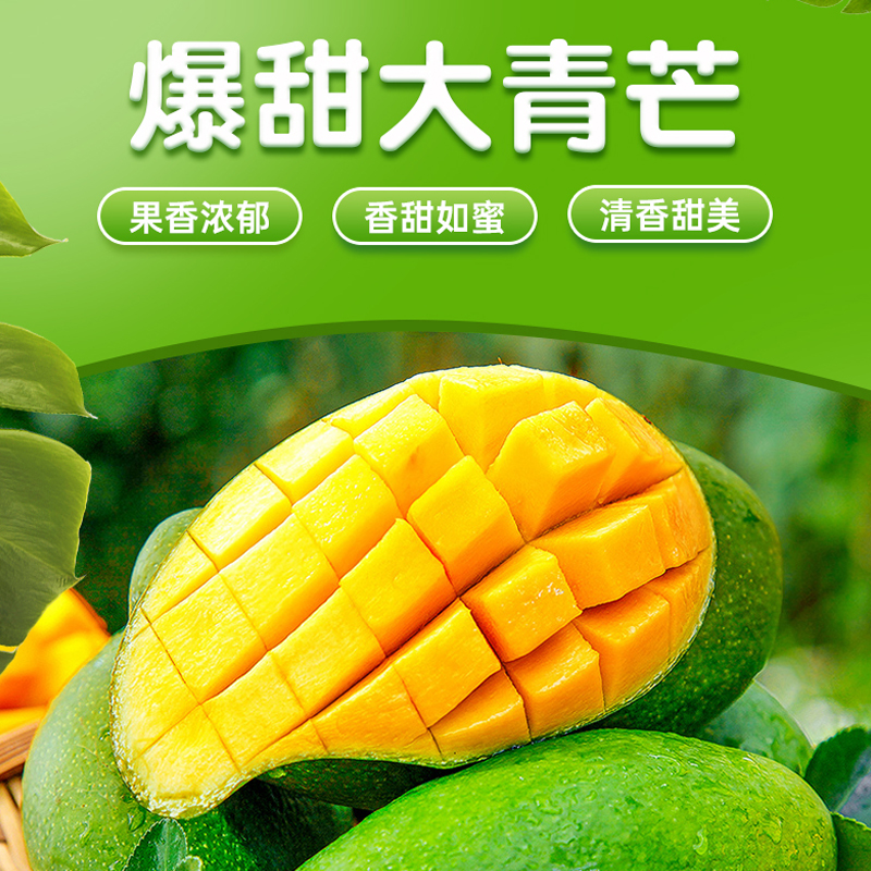 【西沛生鲜】 新鲜大青芒 当季 带箱5斤 大果 单果500g+ 整箱新鲜现摘热带时令水果甜心芒应季芒果