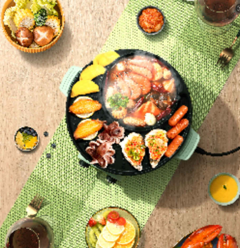 西屋(WESTINGHOUSE)-多功能涮烤一体锅-WSC-A337双重保护,高温自动跳断 漏电自动断开高清大图