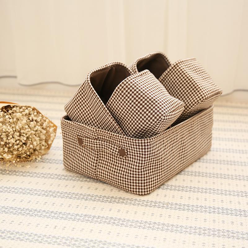 无盖棉麻收纳盒布艺帆布收纳筐整理箱桌面化妆品收纳盒杂物储物盒