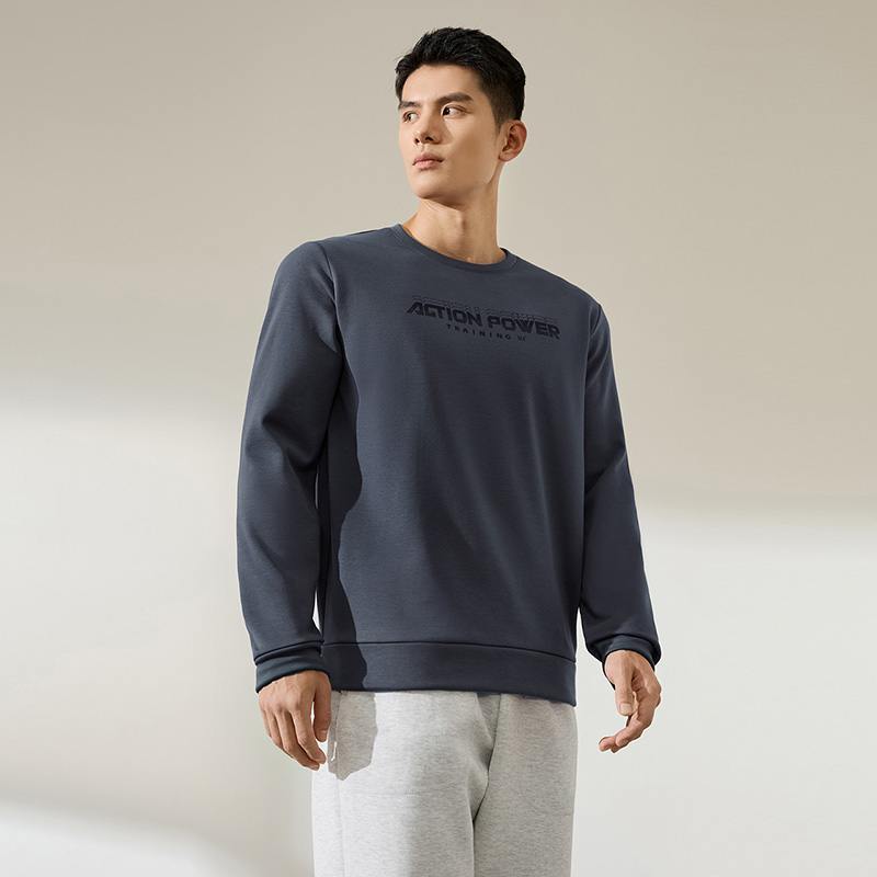 361°运动卫衣男新款男士加绒保暖休闲服圆领宽松套头卫衣高清大图