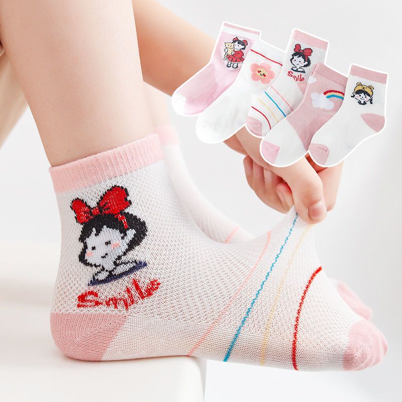 儿童袜子夏季薄款女童袜短袜女孩中筒袜网眼袜春秋宝宝春夏童袜