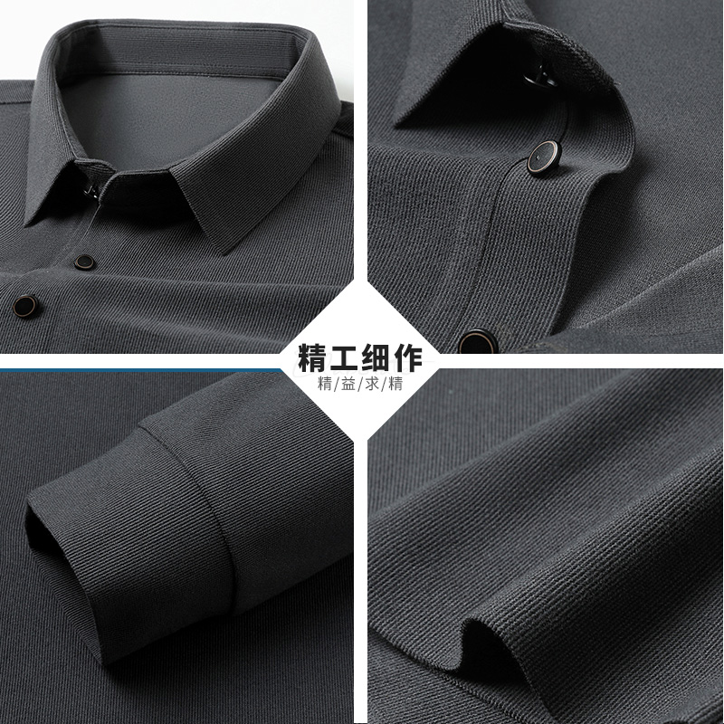 恒源祥中老年人男士宽松长袖polo衫套装中年爸爸装休闲t恤两件套高清大图