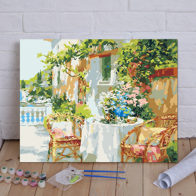 diy数字油画客厅风景花卉动漫人物填色手绘大幅装饰画 花田紫韵 花田紫韵 40*50无框