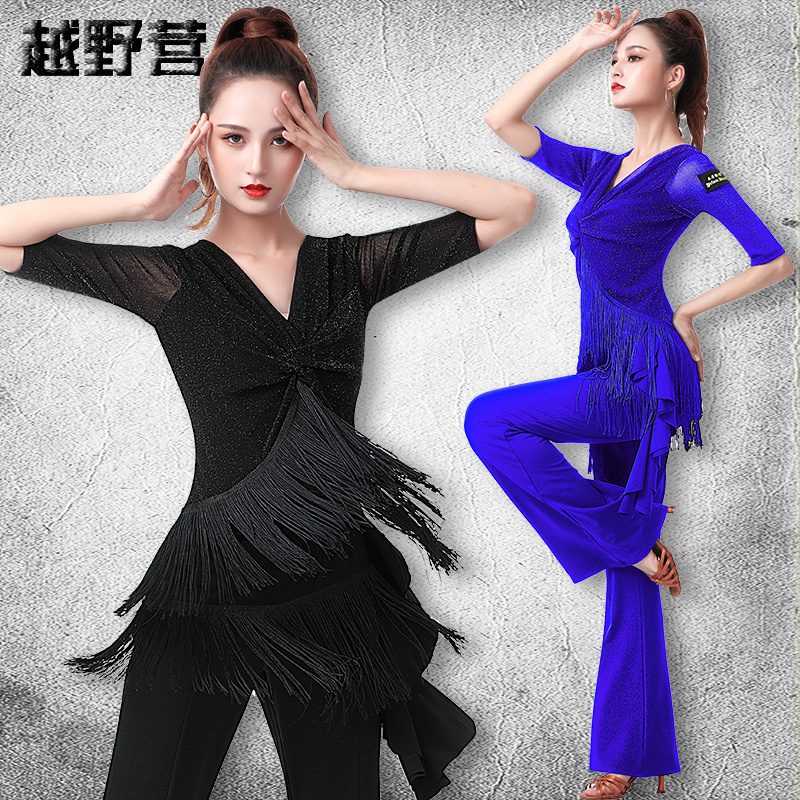 吉特巴舞服装女新款流苏中袖上衣夏季登舞服拉丁舞服