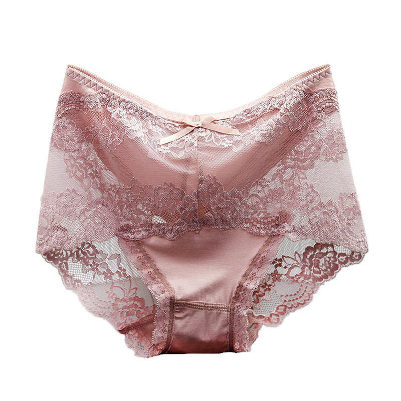 可莉允4条性感中高腰内裤女蕾丝中腰薄款女士莫代尔棉无痕夏季大码胖